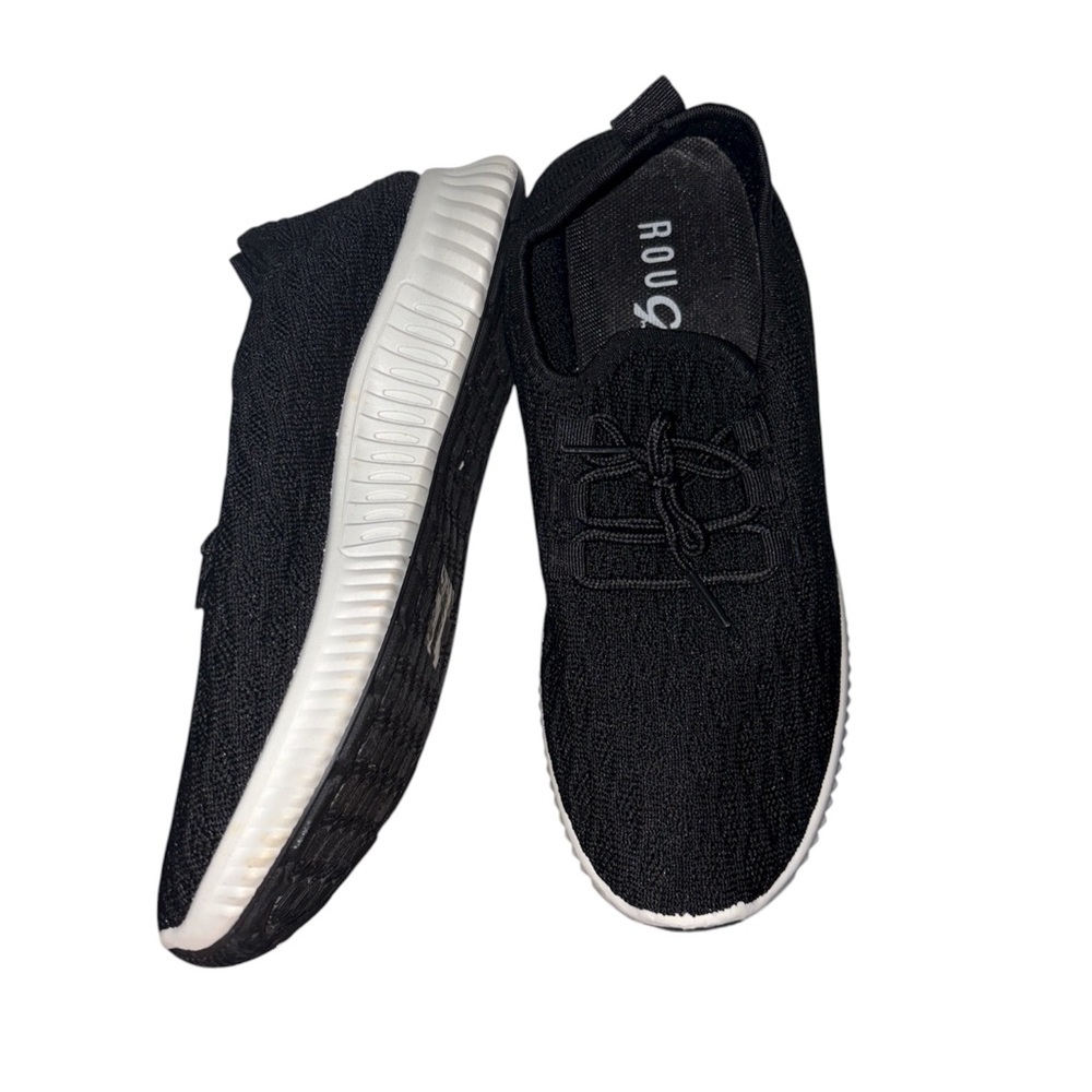EUC Rouge Helium Black Textured Knitted Slip-On Athletic Sneakers Women Size 9.5
